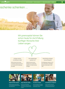 Screenshot der Landingpage greencapital Geschenktipp